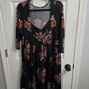 Torrid Black Dress with Red Floral Design